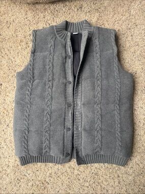 Janie and Jack Gray Cable-Knit Button Puffer Vest